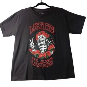 Lurking Class Shirt Mens Small Black Skeleton Rose Graphic Tee Sketchy Tank